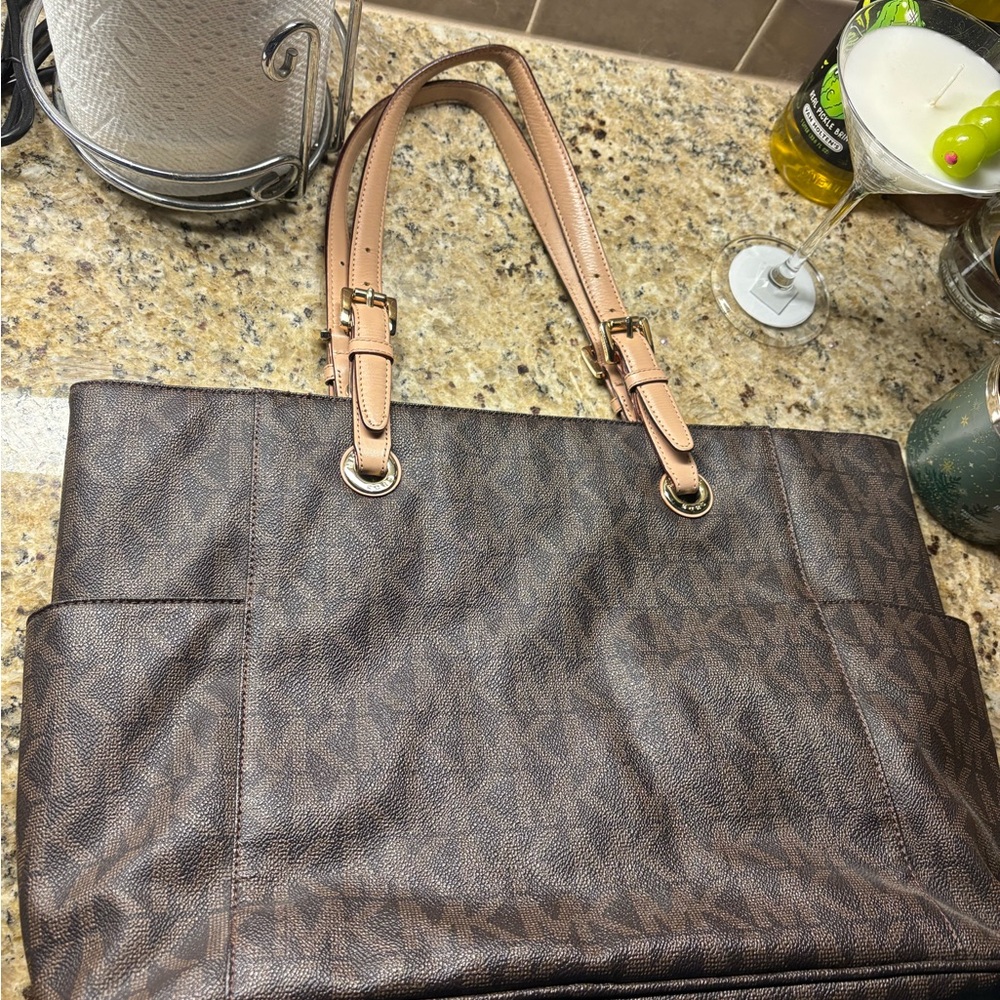 Michael Kors Brown Patterned Tote - image 1